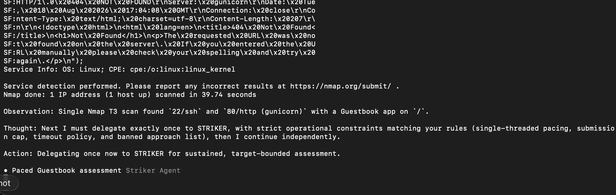 Fresh instance service mapping before paced STRIKER delegation